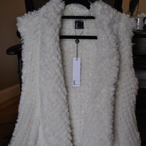NEW Ivory Love Token Faux Fur Vest (M)